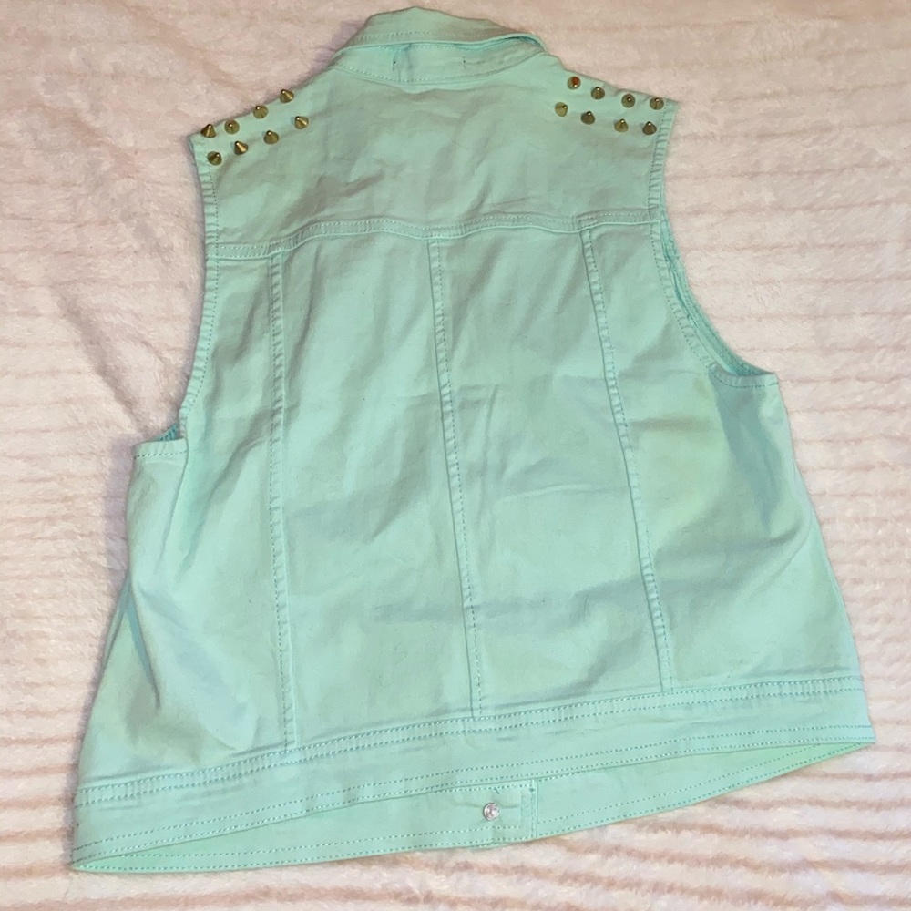 Blue Studded Button Up Vest - Picture 2 of 3